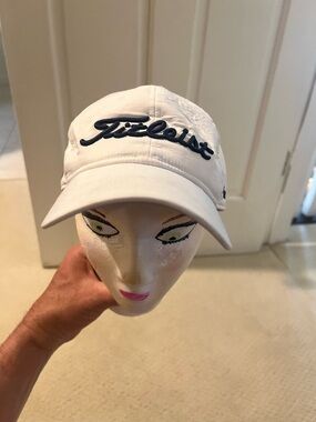 Titleist White Cap with Navy Script Logo